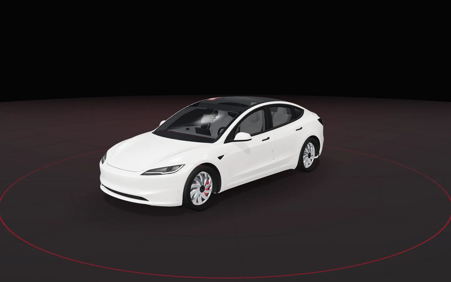 White 2024 Tesla Model 3 rendered in 3D