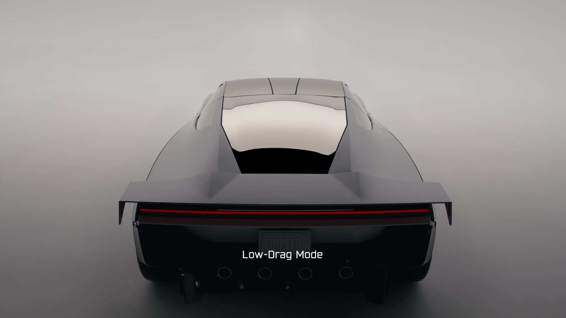 Rear view of the Roadster in Low Drag Mode with its wings partly raised