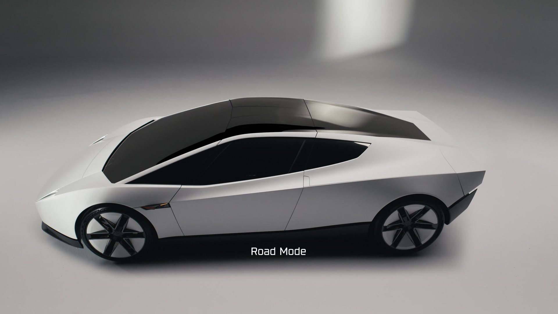 Studio side view of the Roadster in Road Mode, wings flush
