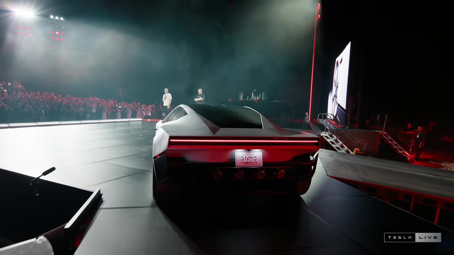 Rear of the Roadster on stage in front of the audience