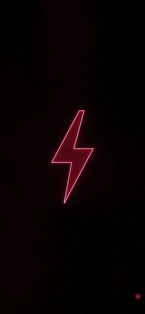A neon lightning bolt glowing on deep black.