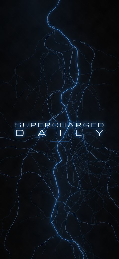 The Supercharged Daily name over electric blue lightning.